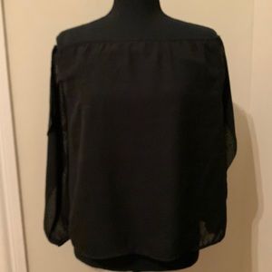 Rachel Kate Off-the-shoulder sheer black top/Lined/SZ SM EUC
